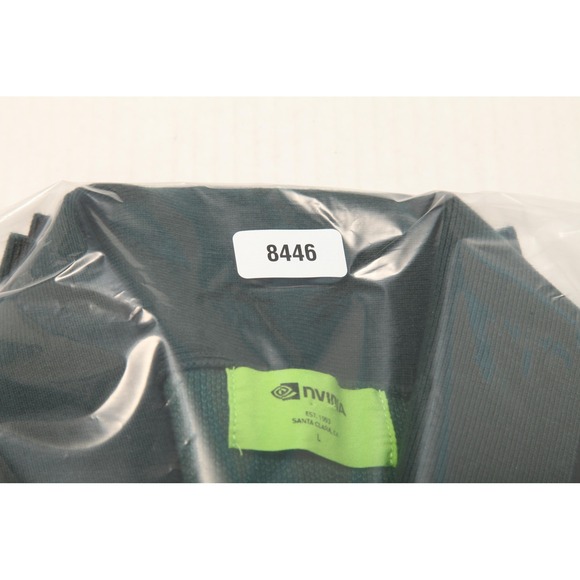 NVIDIA Sweater Mens Large Green Cardigan Shawl Collar Button Geek Nerd Knit - Picture 11 of 11